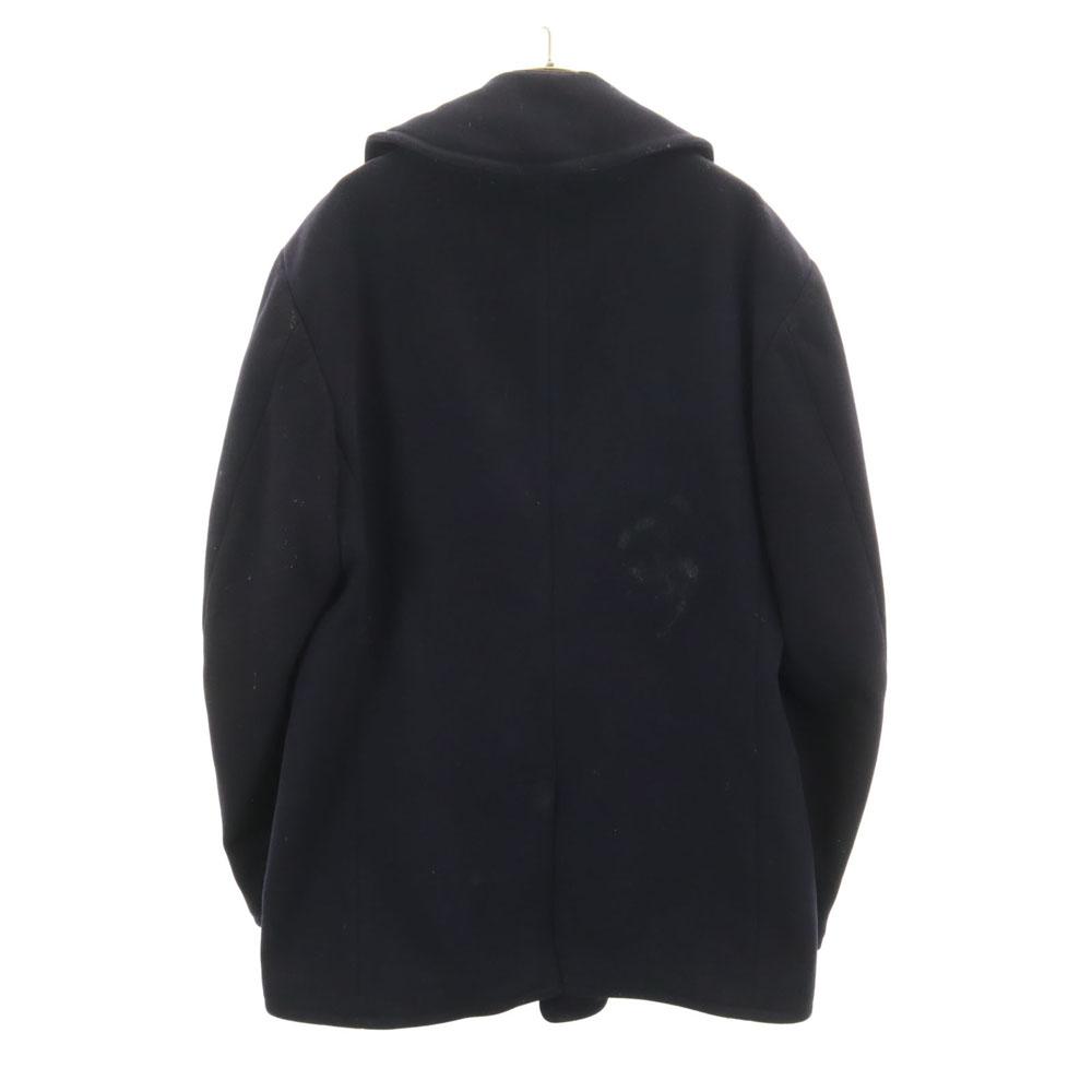US NAVY Vintage Melton Pea Coat Dark Blue Men's Used