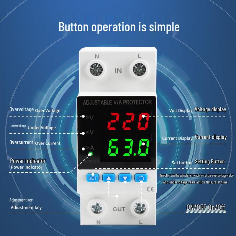 Jingrui JMRD-VAX Dual-Display Spannungsschutz mit automatischer Wiederherstellung & Überlastschutz