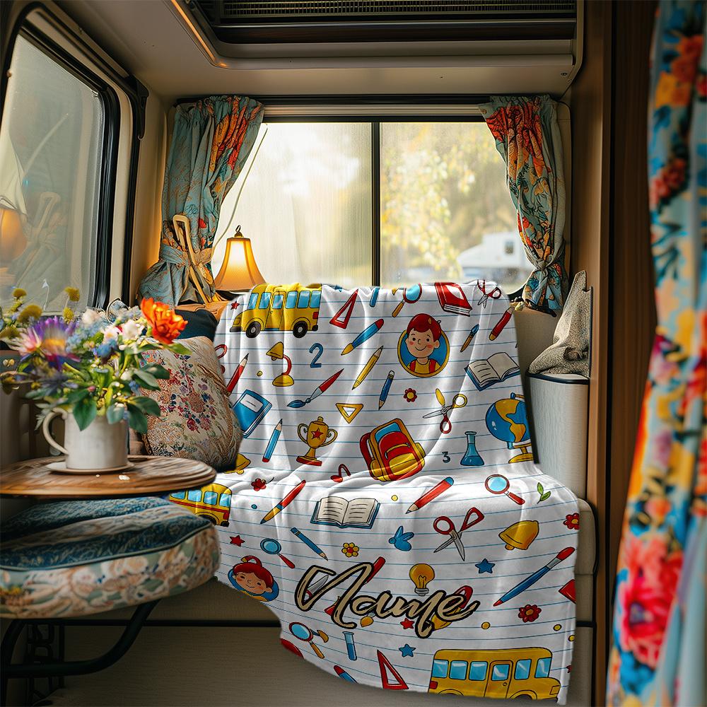 School Supplies And Education Elements Design Blanketcustomizable With Your Namecomfortable And Stylish Perfect For Travel Beds Chairs Offices Sofas