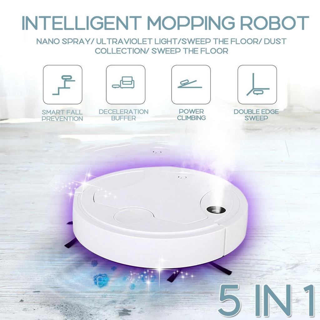50W 5-in-1 Household Spray Ultraviolet Charging Sweeping Vacuuming Mopping Cleaning Machine Intelligent Sweeping Robot