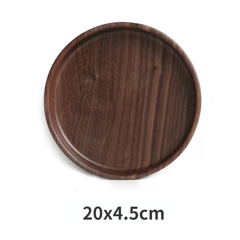 1 Stück Schwarznussholz Obstteller Snack Erfrischungsteller Massivholz Runde Schalen Rechteckiges Tablett für Lebensmittel