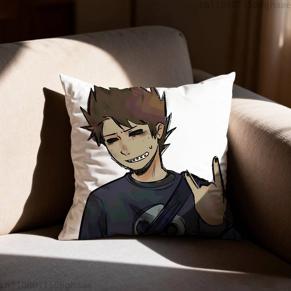 Anime Eddsworld Tom Pillow Case Antidustmite Pillowcase Invisible zipper silky short plush Sofa cushion cover