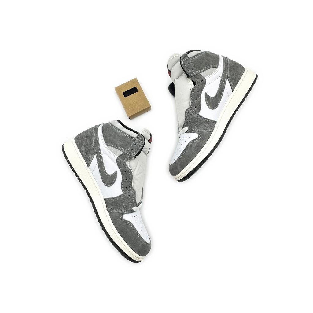 FD1437-051 Nike GS Air Jordan 1 Retro High OG Washed Black Light Smoke Grey Sail