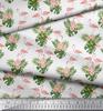 Soimoi Japan Crepe Satin Fabric Tropical Leaves,Floral & Flamingo Bird Print Fabric by the metre 42 Inch