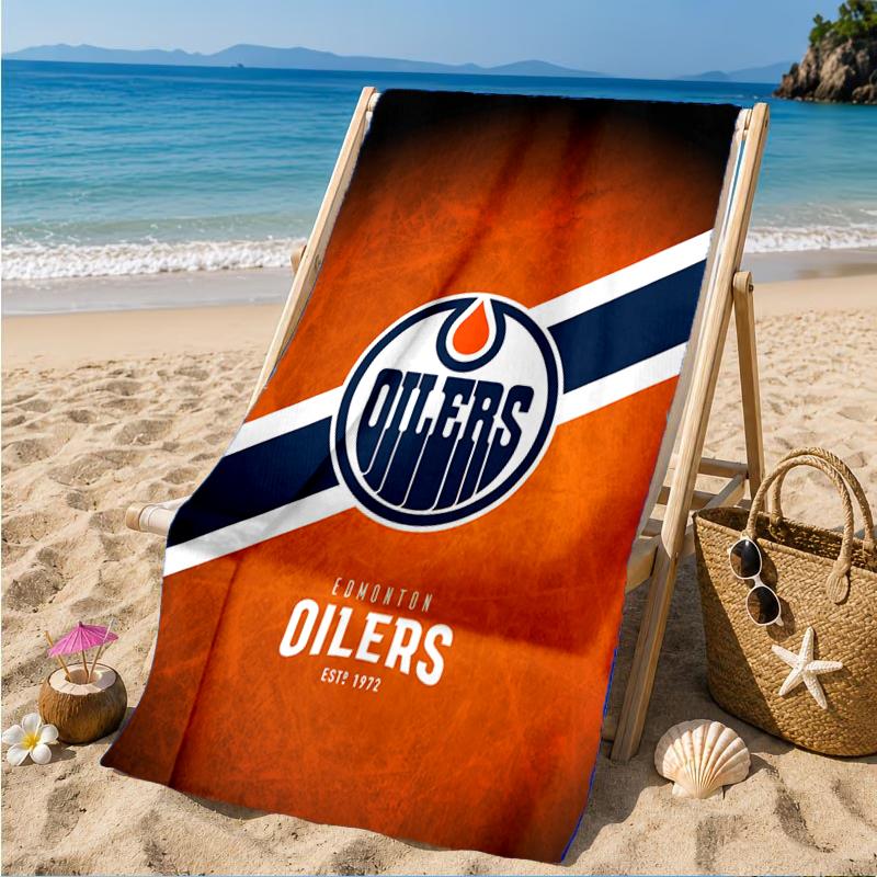 Edmonton Oilers Emblem Beach Towel, Super Soft Microfiber, Perfect Gift for Her/Him, Birthday, for Pool, Beach, Travel, Decor Beach Party