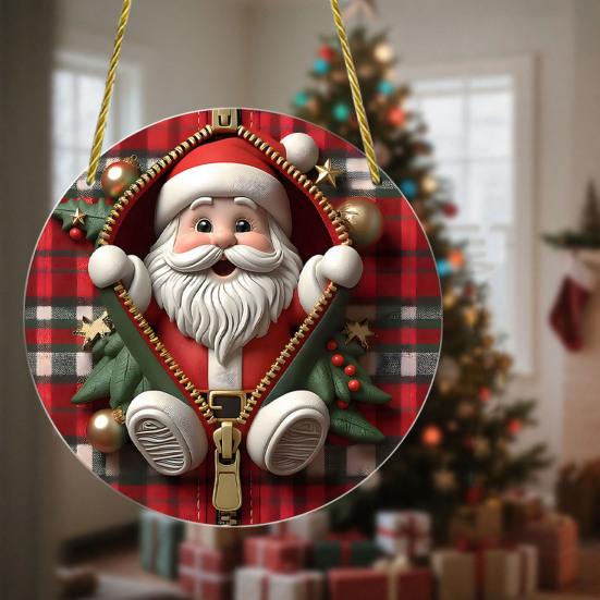 Festive Window And Door Decor Double-sided Acrylic Christmas Hanging Ornaments, Xmas Cartoon Snowman/Penguin/Gingerbread Man/Santa Claus Decorative