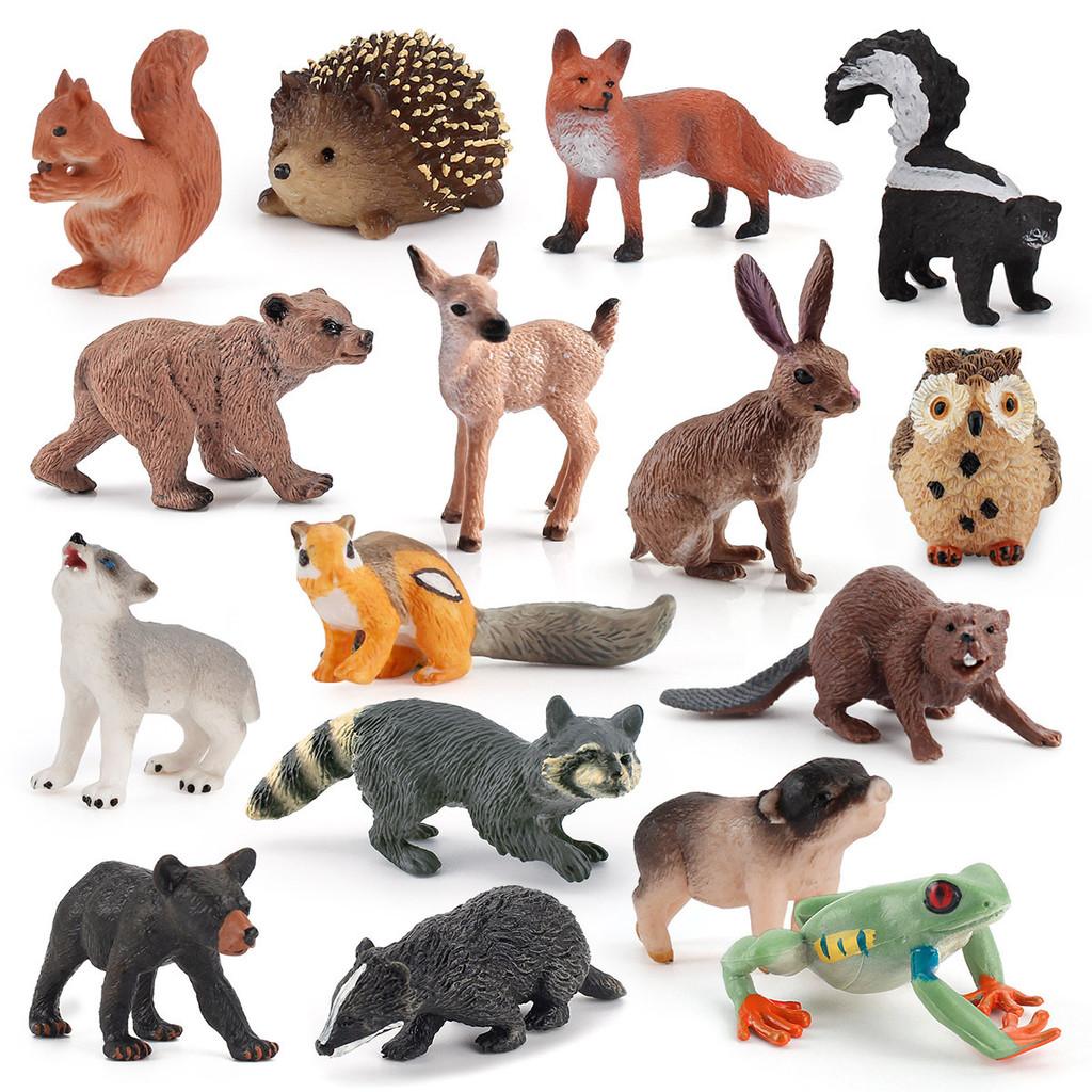 Realistic 16 Piece Forest Animal Model Set Featuring Squirrel Chipmunk Hedgehog And Whitetail Deer For Cake Decoration And Static Display