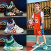 Kinderschuhe, Sneaker, Ledersneaker, mittlere und große Kinder, Basketballschuhe mit Drehknopf, Frühling und Sommer neue Kinderkinder