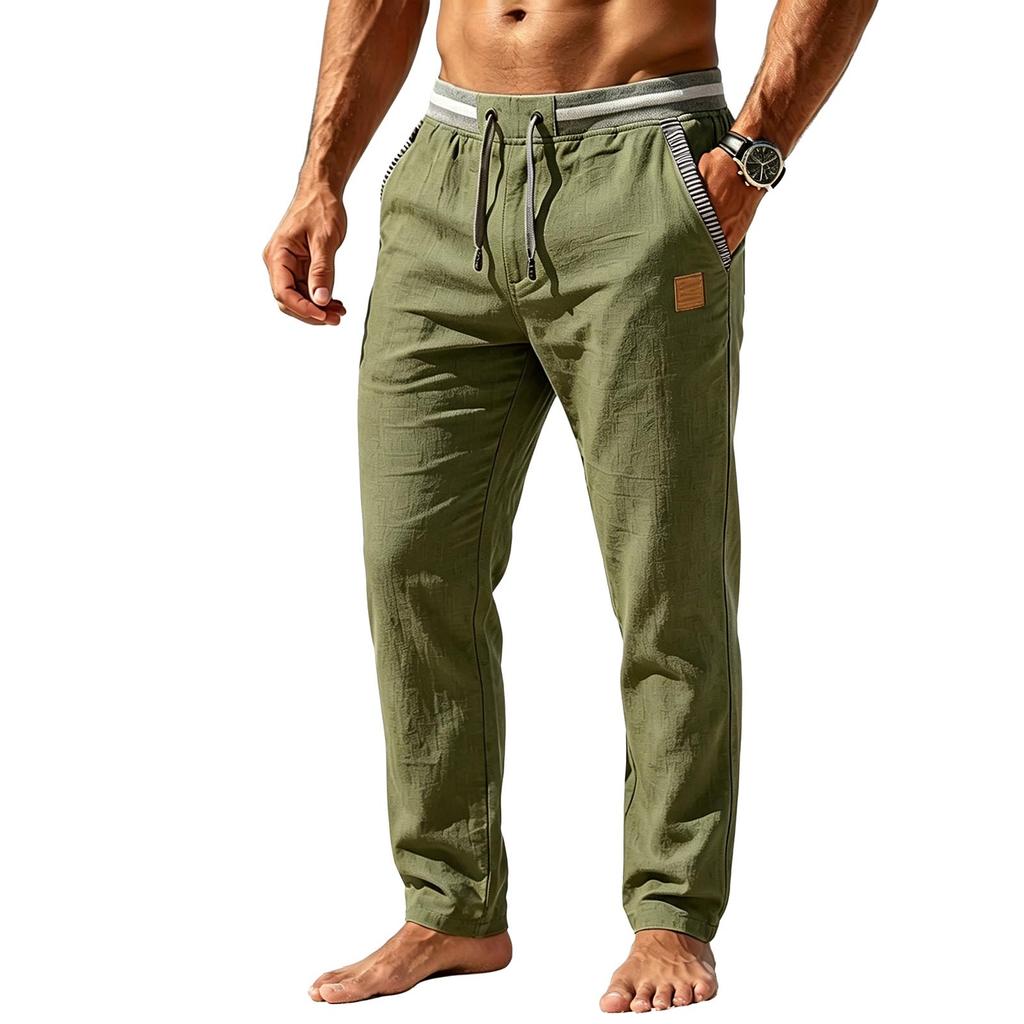 Men's Elastic Waist Drawstring Casual Pants Breathable Lightweight Comfortable for Daily Wear, Home, and Outdoor