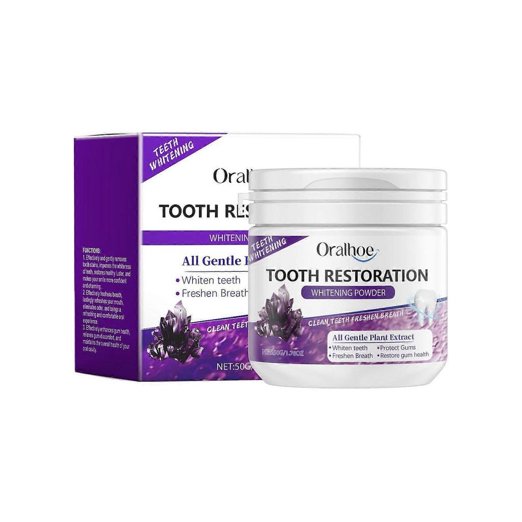 Oralhoe Polvere Sbiancante Viola Menta Fresca Pulita Per Denti, Rimuove Macchie, Rinfresca l'Alito