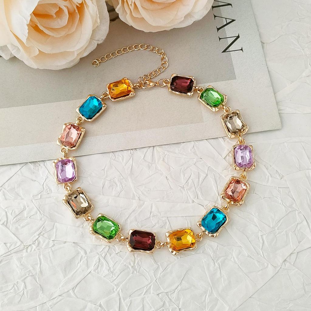 Bahar/Yaz Renkli Pırlanta Gerdanlık - Kadın Yüksek Kalite, Çok Yönlü Tasarım Köprücük Kemiği Kolyesi