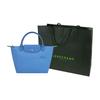 Longchamp Le Pliage Green Bottoncino Monocolore Pieghevole Bordatura Tela Riciclata Borsa a Mano Piccola da Donna Blu Fiordaliso L1621919P82