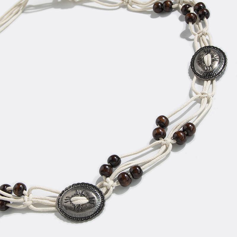 Bohemian Belt Ethnic Style Belt Hand-woven Wooden Beads Leisure Vacation Waist Rope