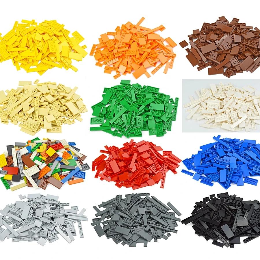 MOC Smooth 1x2 1x4 1x1 Dots Building Blocks Thin Tile Bulk Accessories Bricks Floor House Parts Creative Toys Compatible 2431