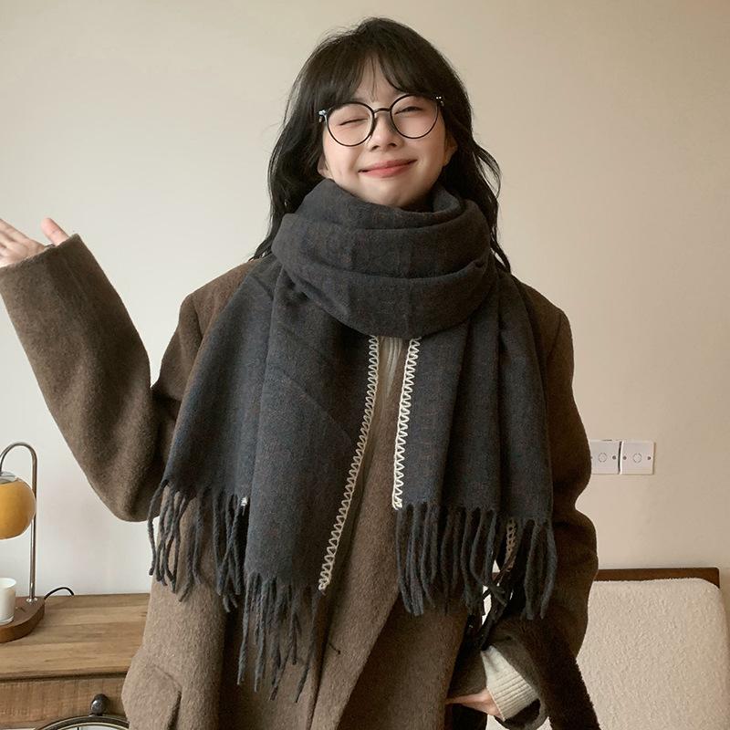 

Супер мягкий и липкий новый шарф 2024 года для девочек, корейская версия модного осенне-зимнего шарфа 215x65cm