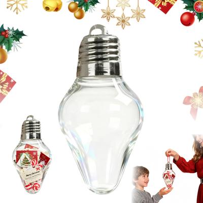 Christmas Bulb Gift Jar Clear Plastic Fillable Light Bulbs Shape Ornaments