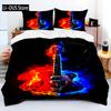 Juego de Cama de Guitarra Clásica 3D Guitarra Eléctrica Música Punk Rock Juego de Funda Nórdica Funda de Edredón Tamaño Queen Para Niños Niños Hombre Joven