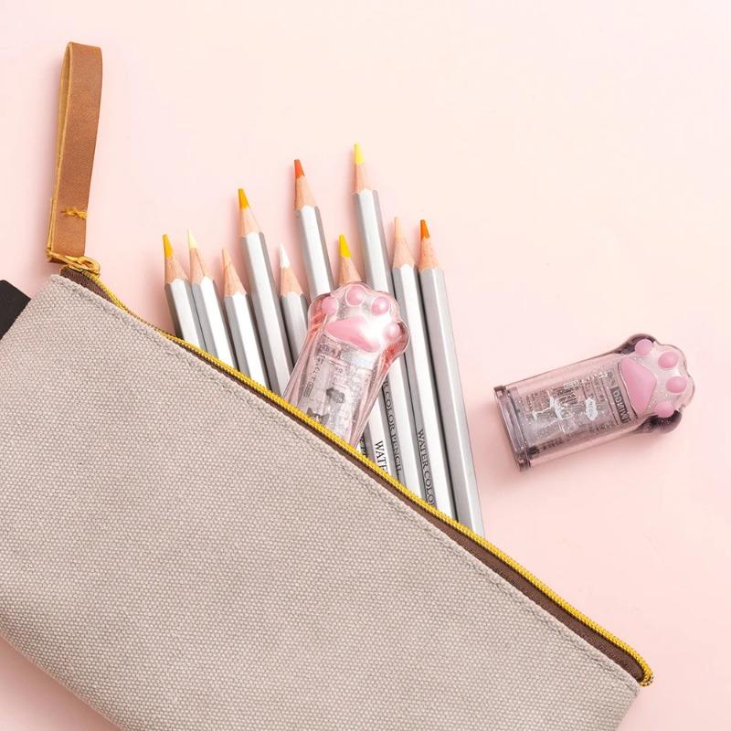 1pcs Cute Paw Pencil Sharpener Mini Transparent Cartoaon Kitties Manual Sharpeners Stationery School Kids Gift Reward