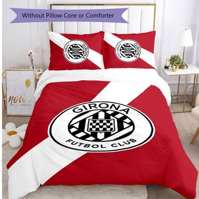 Girona FC Printed 3PCS Bedding Set Breathable Duvet Cover with Pillowcases Decorative Bed Linen for Bedroom Home