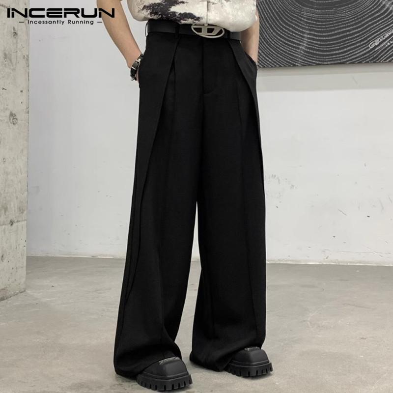 INCERUN Herrenhose mit hohem Bund und weitem Bein
