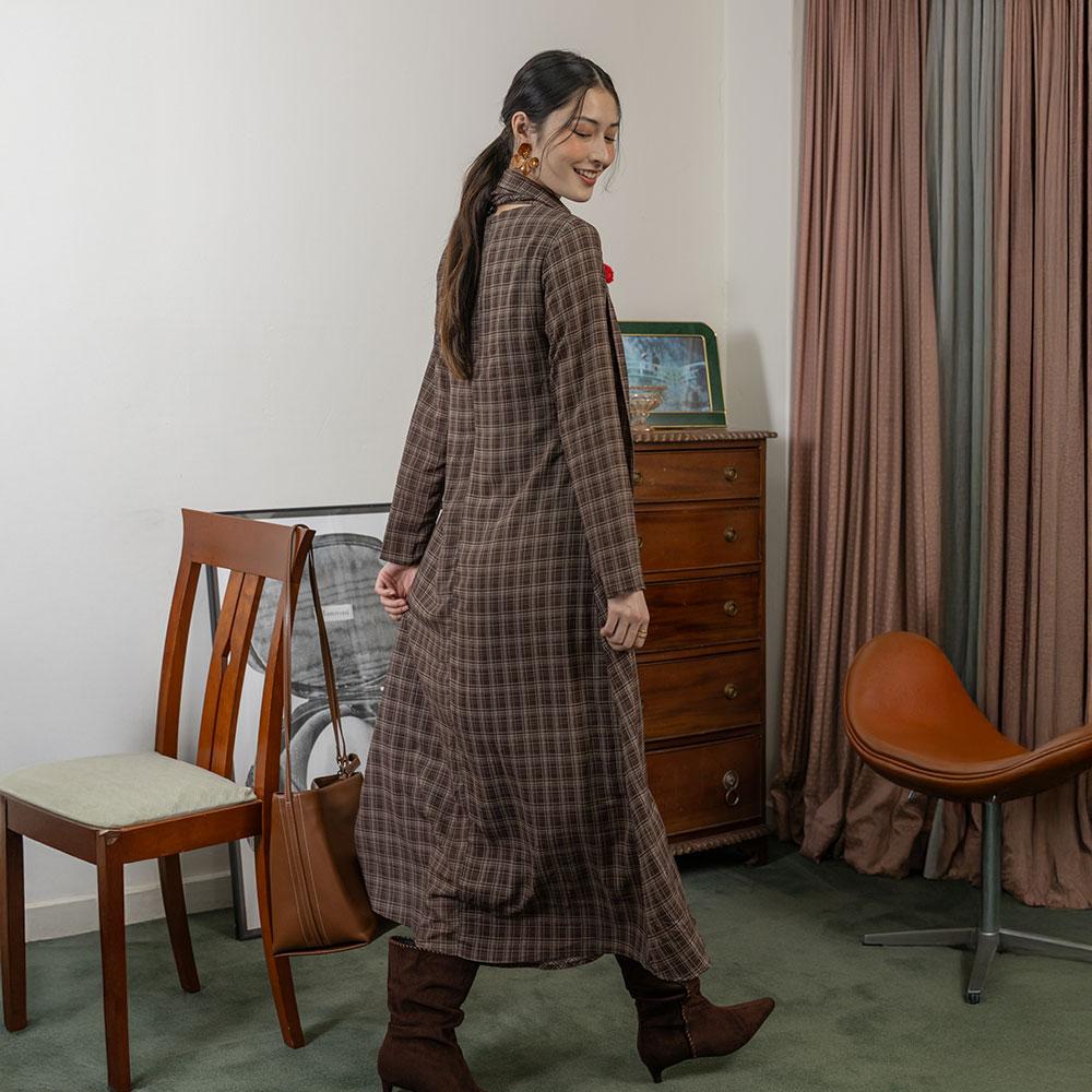 Laengsseon Ls_Plaid Long-Sleeved Dress_2Color