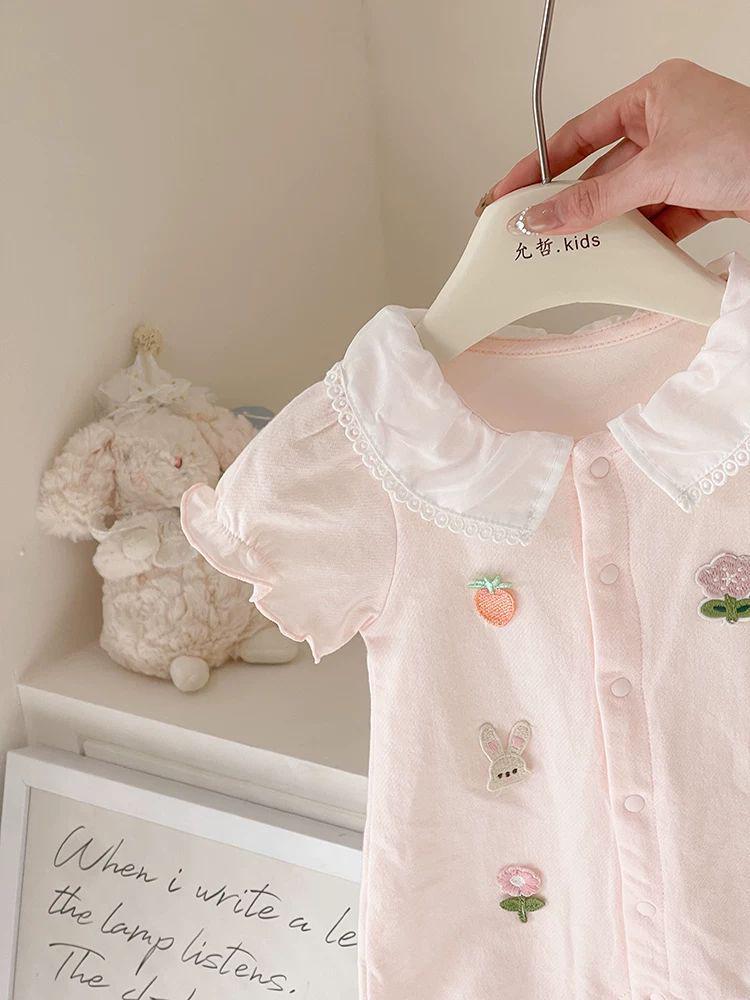 2025 Summer New Baby Girl Short Sleeve Romper - Sweet & Cute Outfit