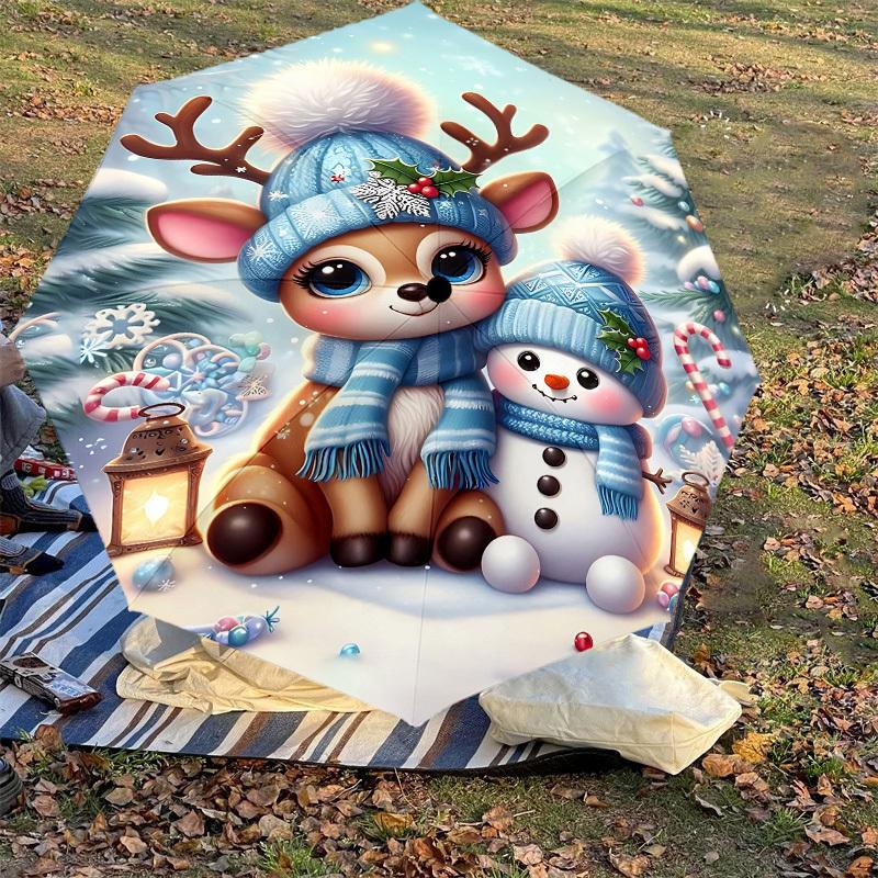 1 Stück Weihnachts-, Winter- Automatischer Öffnungs-/Schließschirm mit Winddichtem, 8-Rippen Stabiler Schirm, Langlebige Rippen, Modisches Design1298A