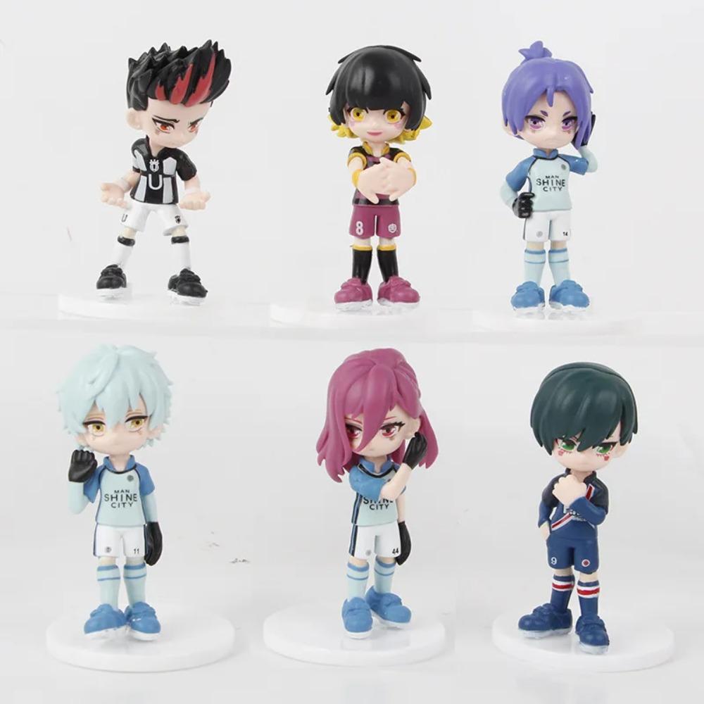 6pcs/set BLUE LOCK Isagi Yoichi Anime Figure Toys Collection Animation Model Cute Version Doll Desktop Ornaments