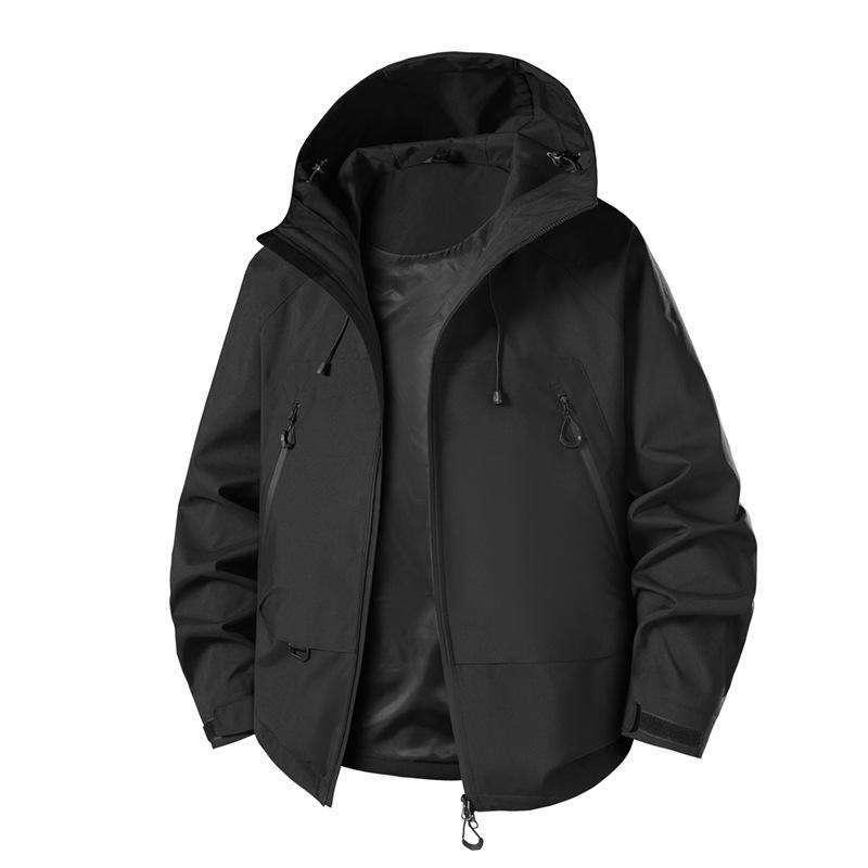 New Spring and Autumn Hooded Jacket for Men Outdoor Loose Couple Windproof Waterproof Work Jacket