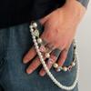 Design Imitation Pearl Flower Chain Trouser Chain, Hip-Hop Color Diamond-Encrusted Cross Waist Chain Pendant