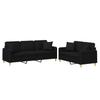 2 Piece Sofa Set with Cushions Black Fabric