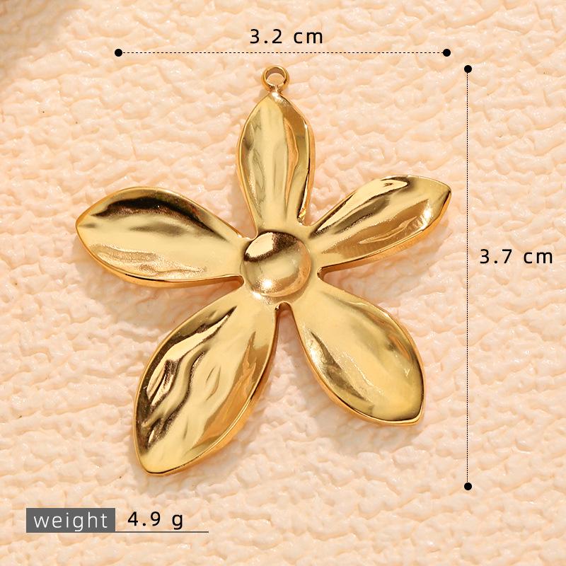 18K Gold Stainless Steel Flower Pendant Necklace & Earrings Set