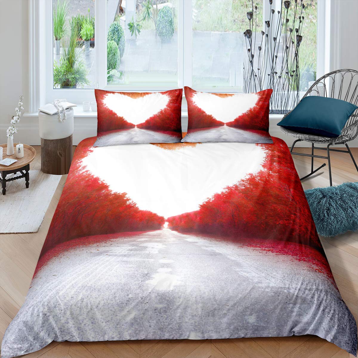 

Comforter Autumn Fallen Leaves Red Maple Leaf Nature Bedding Set Sunshine Tree Woods Natural King Comforter (quilt)-EU Single(135*200cm)3pcs