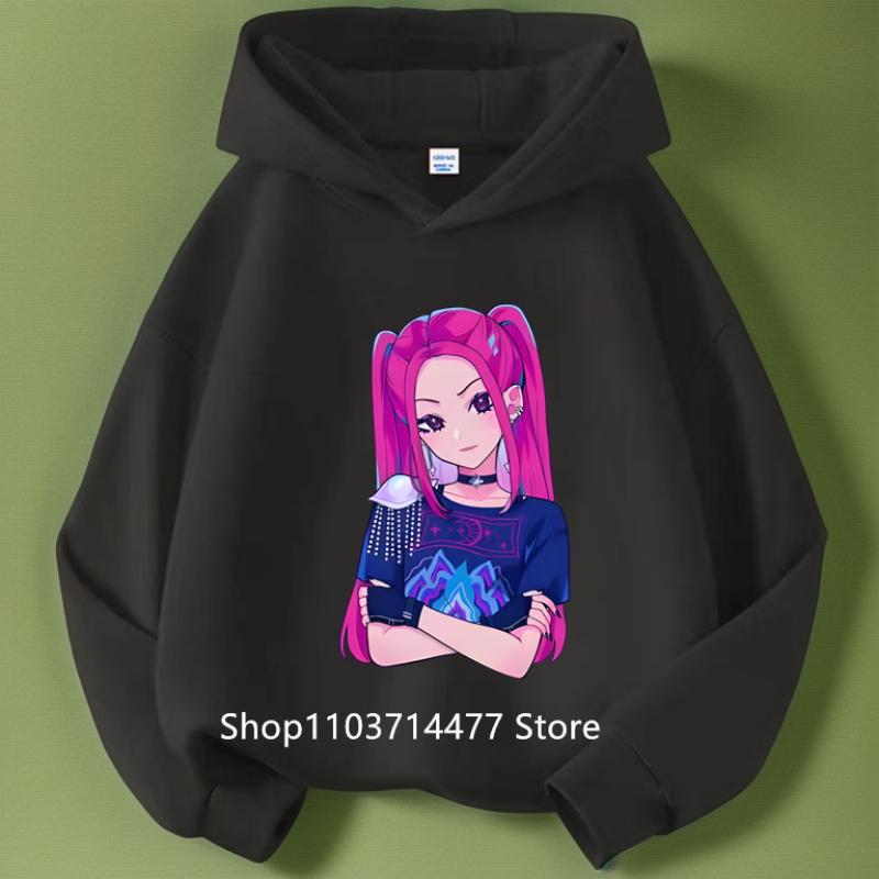 K-pop Mikiny Lovců démonů Chlapci Dívky Dlouhý rukáv Svrchní oděv Saja Chlapecký potisk Mikina s kapucí pro děti Módní svetr Dětské topy