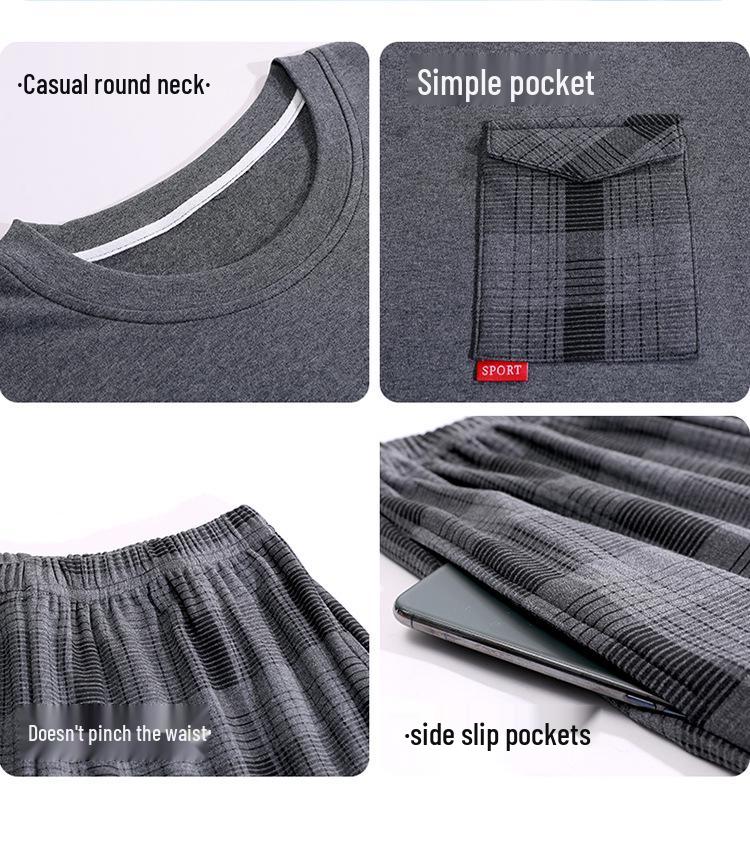 Pánské 2023 Jaro & Podzim Čistá Bavlna Dlouhý Rukáv Nadměrná Velikost Ležérní Domácí Oblečení