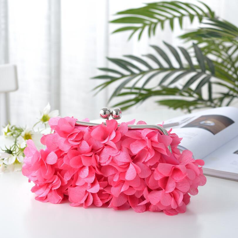 

Evening Flower Clutch Bag for Women Black/Purple Wedding Dress Accessory Floral Lady Handbag White/Champagne Bridesmaid Clutch 26cmX15cmX8cm