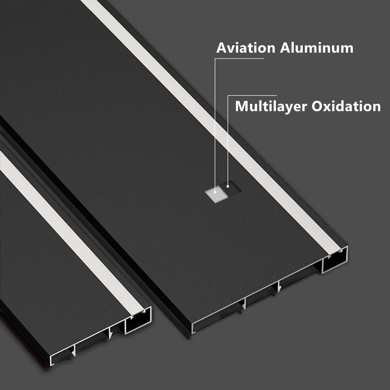 1M H50/80mm LED Skirting Line Strip Light Black White Aluminium Profile Metal Baseboard Corner Channel Home Wall Decor Bar Lamp