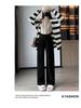Women's Black High-Waist Cotton Plush Pants - Autumn/Winter 2026 Korean Style, Slim Straight Wide-Leg, Drapey.