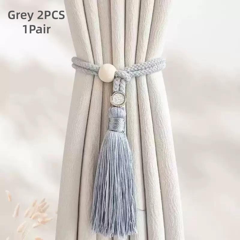 2 PCS Adjustable Cotton Cord Curtain Tiebacks Curtain Straps Bohemian Chic Log Loop Curtain Buckle Strap With Tassel Hand Woven
