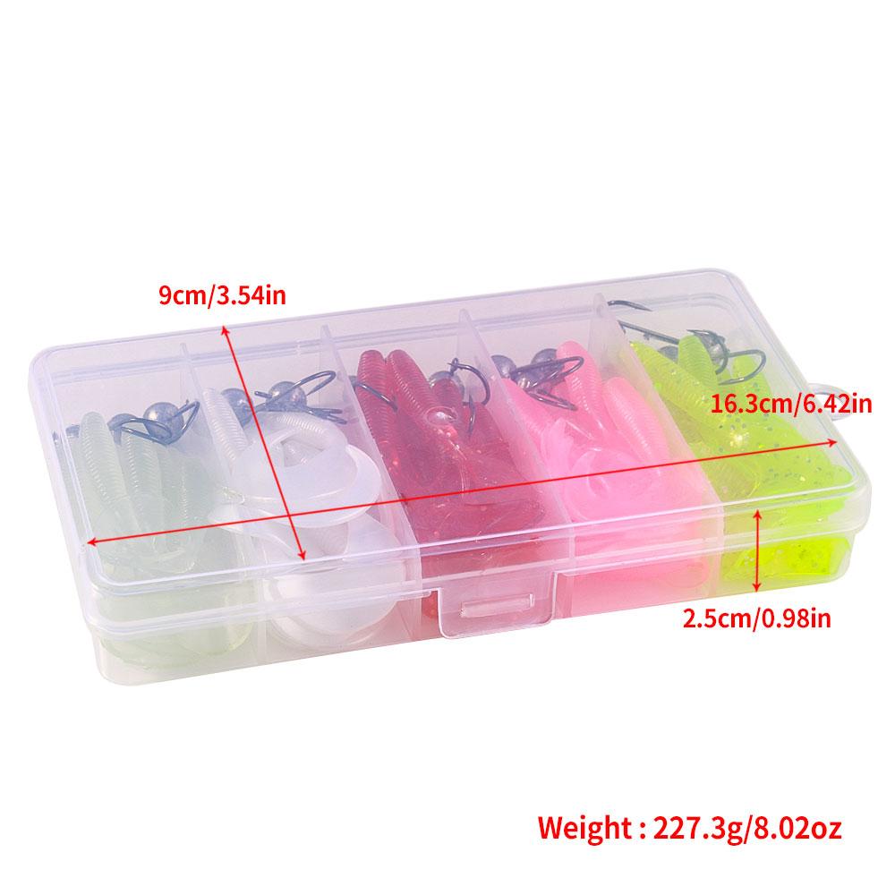 Soft Fishing Lures Kit Silicone Lure Set Artificial Bait Worm with Crank Jig Head Hook HOOK 45pcs/34pcs/65pcs