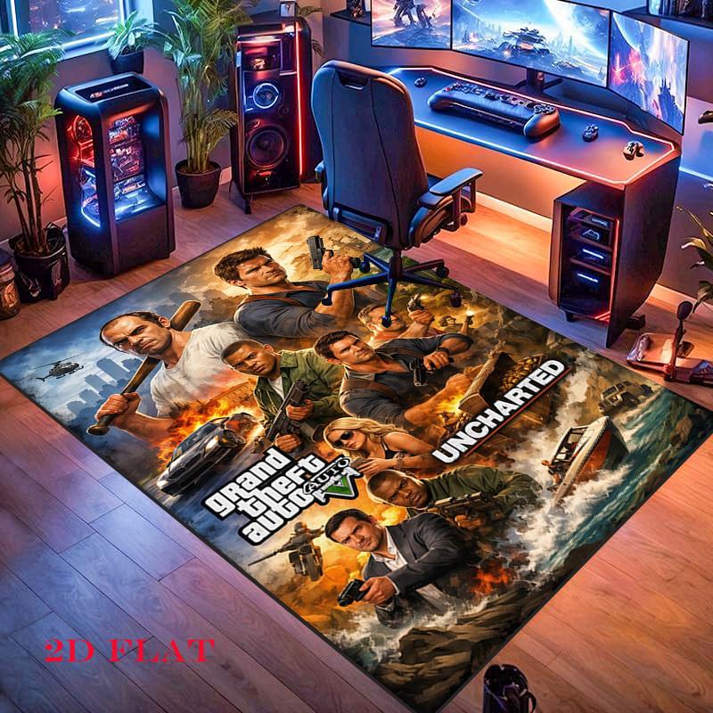 Tappeto Tappeto Poster GTA per Soggiorno Camera da Letto Casa Decorazione Divano, Tappetino Antiscivolo per Giochi Bambini
