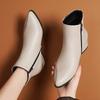 New Women's Boots Fashion Casual Boots Women's Side Zipper Ankle Boots Elegant Pointed Coarse Heel Short Boots Botas Mujer