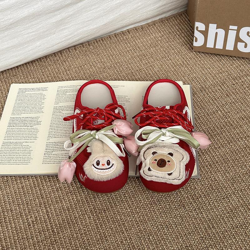Fashion retro design doll accessories bag head half slippers women's 2025 summer new wear casual cool slippers