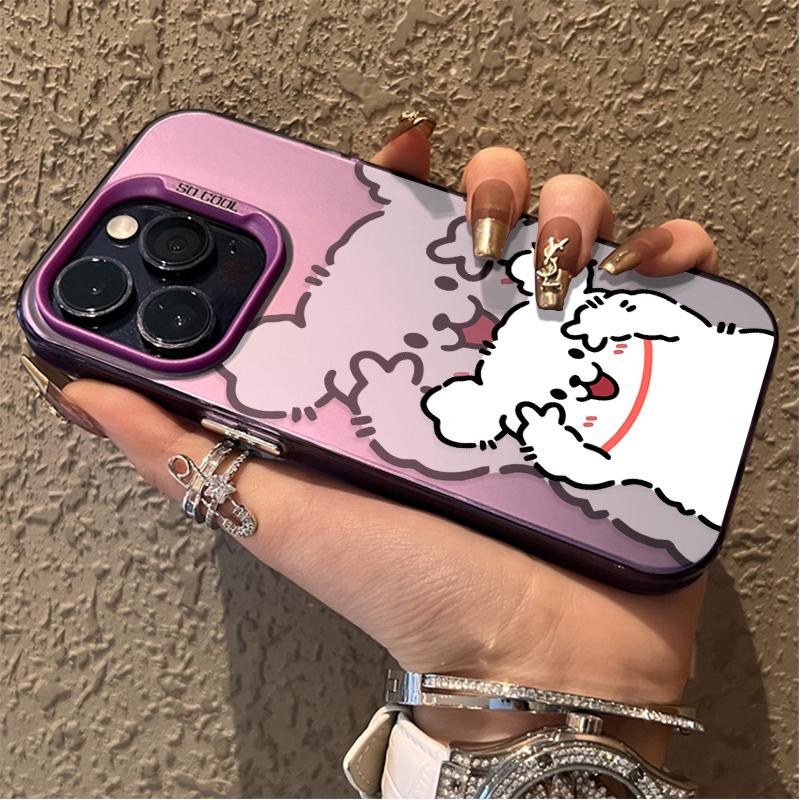 Phone Case Line Puppy Printing for Oppo Reno14 Reno13 Reno12 Reno11 Reno10 Reno8 Reno7 Reno6 Reno5 Pro Plus 5G Matte Back Cover