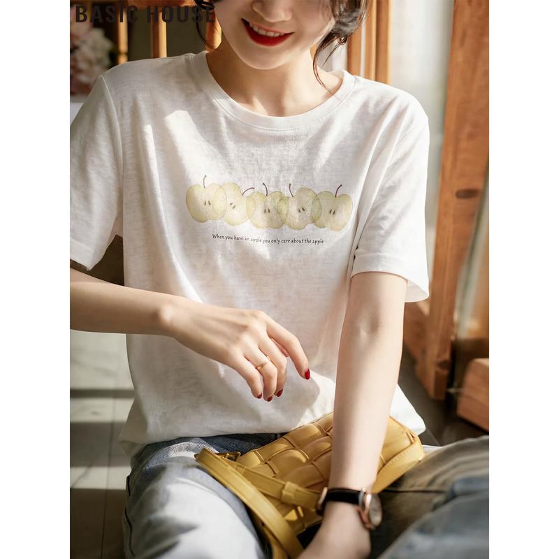 Basic House Women s Printed Short Sleeve T-Shirt One Size
