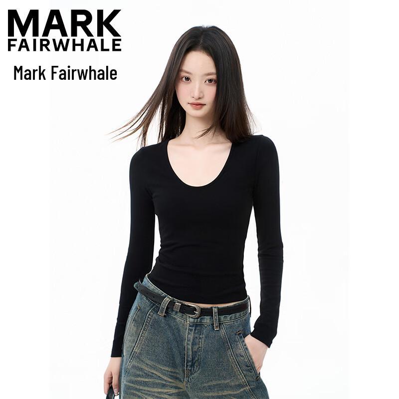 Mark Fairwhale Women's U-Neck Long Sleeve Slim Fit T-Shirt