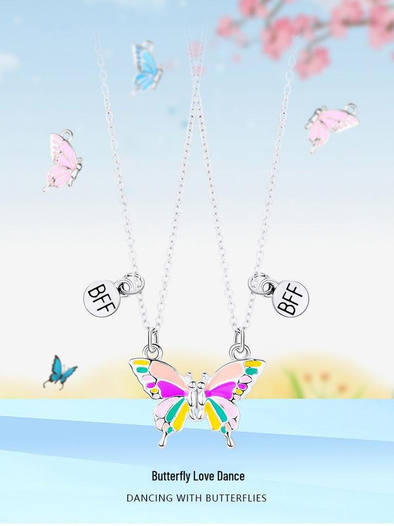 Magnetic Butterfly Necklace Set - BFF Best Friend Jewelry