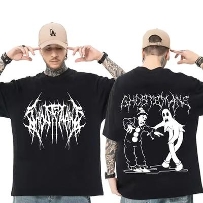 Ghostemane Doppelseitiger Druck T-Shirt Herren Damen Mode Hip Hop Metal Gothic Rock T-Shirt Übergroß Locker Streetwear