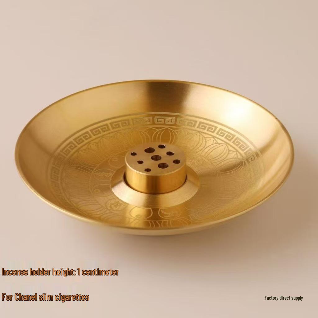 Brass Zen Incense Holder - Nine-Hole Copper Plate for Household Offerings