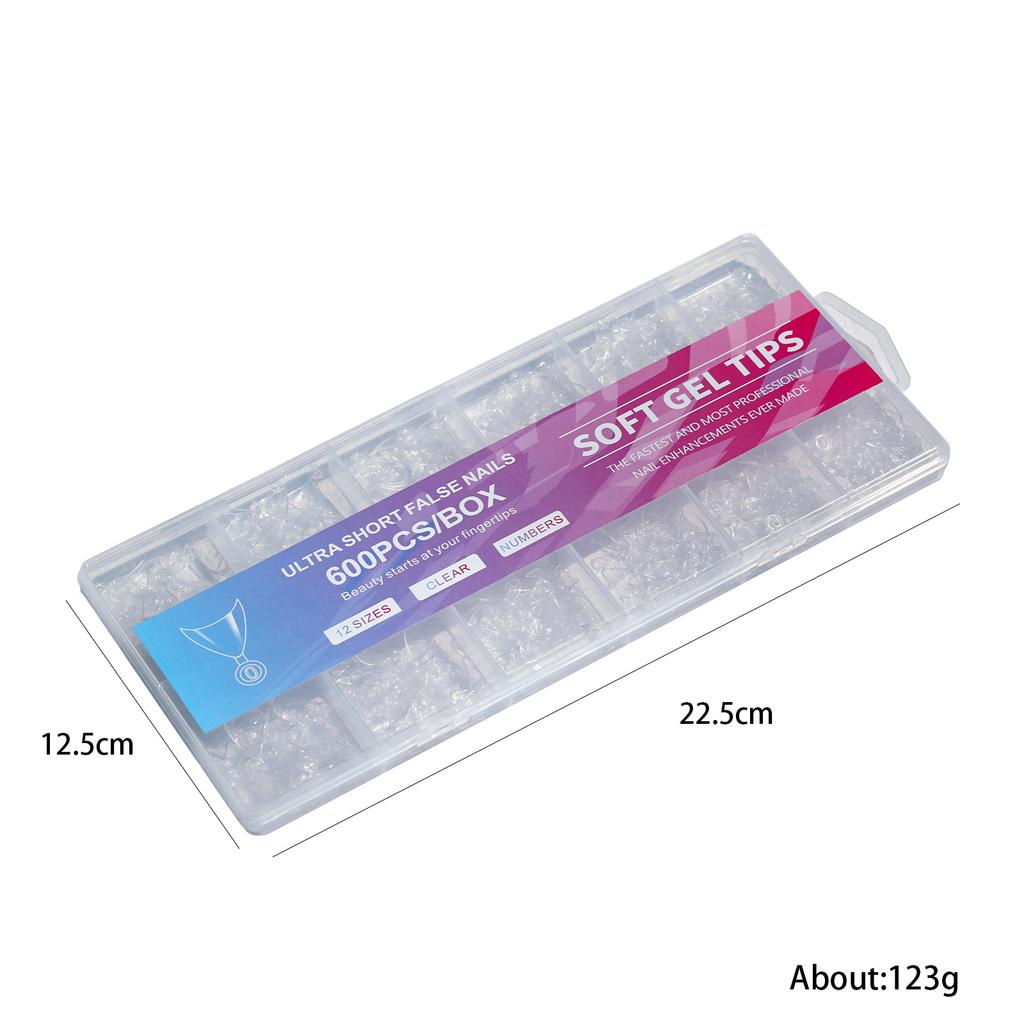 600pcs  Box of Nail Chips Ultra Short No Scratch Frosted False Nail Chips